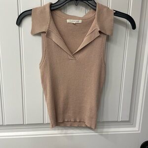Copper Key Tan Collared Tank Top